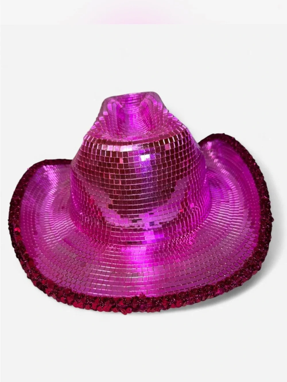 KBW Hot Pink Mirror Ball Disco Cowboy Hat